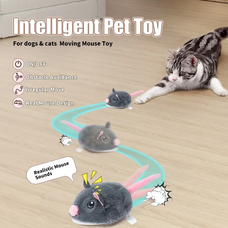 Electric Interactive Mouse Cat Toys Funny Plush Toy Smart Pet Interactive Movement Toys Fast Moving Pet Cat Accessories - Imagen 2
