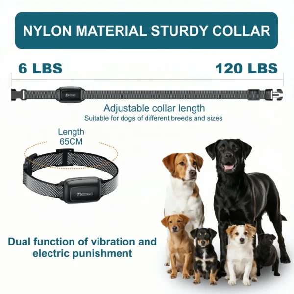 YHLC Electric Dog Training Collar Detachable Bark Rechargeable Anti Barking Shock Vibration Collar for All Dogs Pet - Image 2