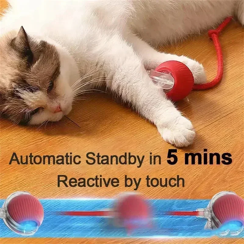 Cat Interactive Ball Toy Automatic Rolling Ball Faux Tail Rechargeable Smart Pet Electric Toy Dog Cat Training Imitate Mouse - Image 2