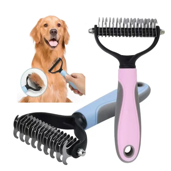 Professional Pet Deshedding Brush 2 Sided Dematting Dog Comb Cat Brush Rake Puppy Grooming Tools Undercoat Shedding Flying Hair