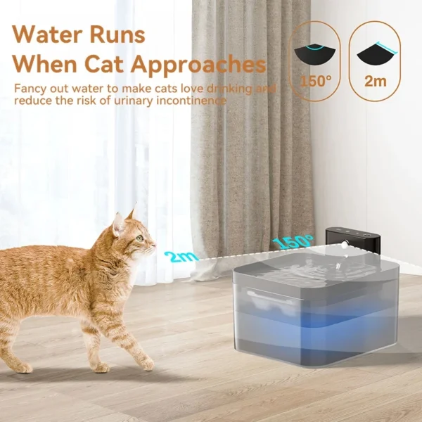 Wireless Automatic Cat Water Fountain 2600mAh Pet Water Dispenser For Dog Cat Infrared Sensor Smart Pet Drinkier Fountain - Image 6