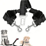 Double Dog Safety Seat Belt Adjustable Elastic Car Harness Seat Belt with Shock Reflective Dog Car Restraint for Pet Safety Belt