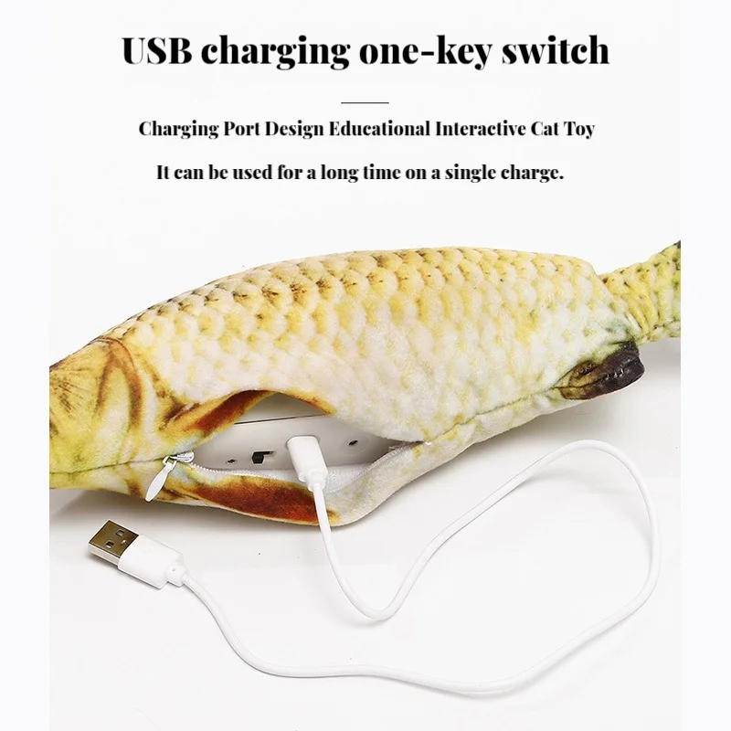 Electric Cat Toy Fish Pet Cat Toys Simulation Fish Swing Kitten Dance Fish Toy Funny Cats Chewing Playing Supplies USB Charging – Image 5