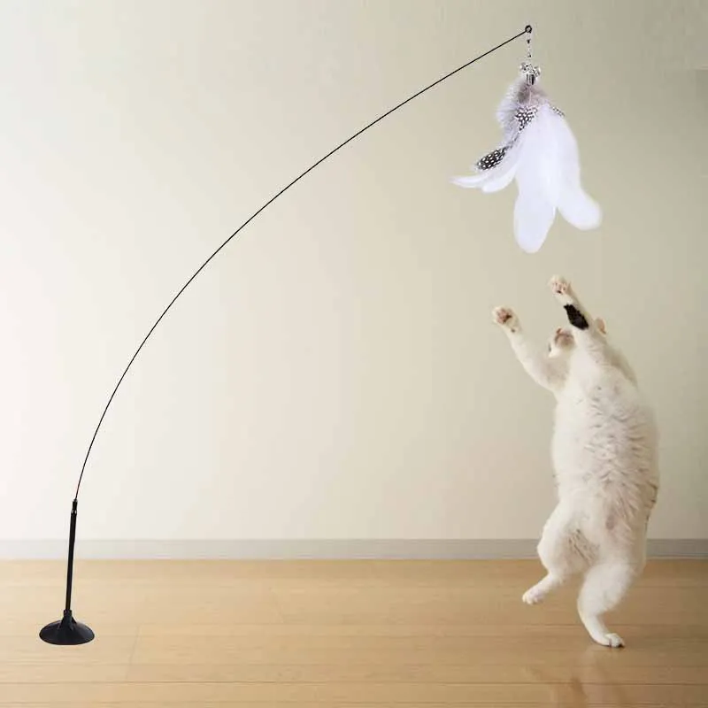 Funny Cat Toy Folorful Fluffy Feather With Bell Sucker Cat Stick Toy Kitten Play Interactive Detachable Teaser Wand Cat Supplies - Imagem 6