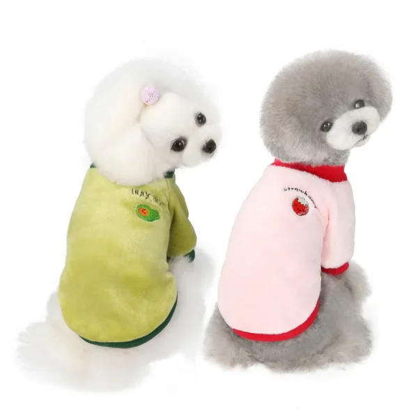 Warm Fleece Pet Clothes Cute Fruit Print Coat Small Medium Dog Cat Shirt Jacket Teddy French Bulldog Chihuahua Winter Outfit - Image 4