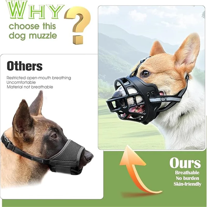 Reflect Light Dog Mouth Guard Cover Comfy Breathable Basket Muzzle Against Biting Barking Dog Mask Anti-barking Muzzle For Pets – Bild 4