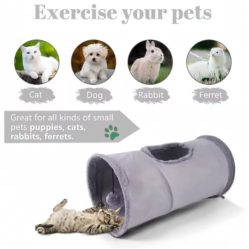 Pet cat plush tunnel foldable suede channel toy for self entertainment and relaxation cat toy suitable for cats to play at home — изображение 2
