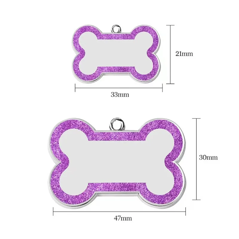Custom Double Side Dog Cat ID Tag Glitter Dogs Cats Name Pendant Tags Pet Collar Accessories Anti-lost Bone Tags for Dog Cat - Image 4