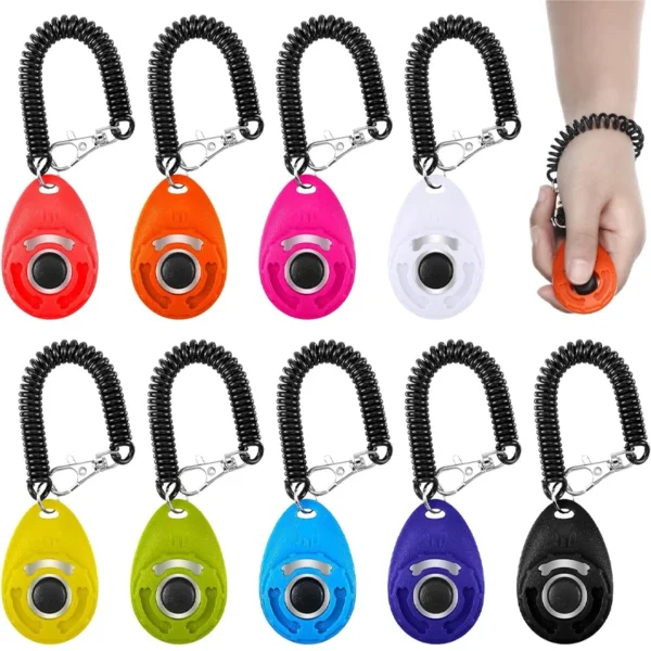 Pet Cat Dog Click Trainer Easy To Use for Cat Puppy Birds Horses Aid Adjustable Wrist Strap Sound Key Chain Dog Training Clicker - Imagen 2