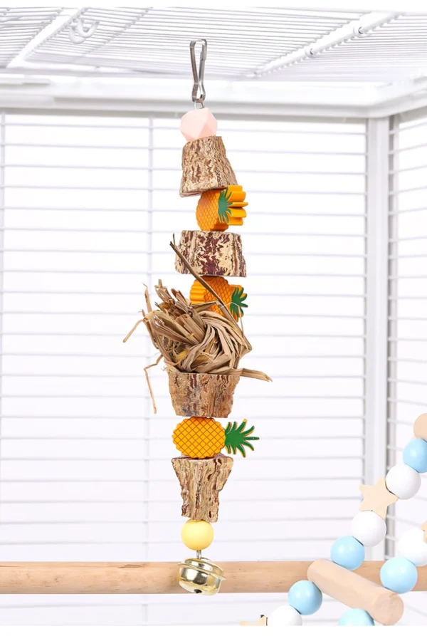 Sturdy Bird Toy Swing Chewing Training Toy Small Parrot Hanging Decor Parrot Cage Natural Grass Pet Bite Relieve Boredom Toy - Image 3