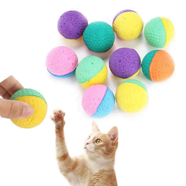 10Pcs Cat Latex Balls Cat Colorful Cat Play / set Colorful Pet Cat Kitten Play Latex Balls Cat Play Chew Soft Toy - Imagen 2