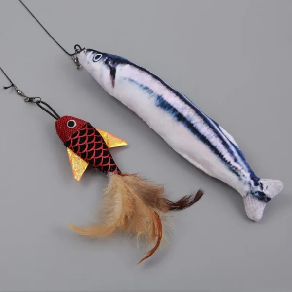 Retractable Cat Toy Fish Type Telescopic Feathers Funny Cat Stick Toys Pet Toy for Kitten Cat Rods Simulation Fishing Rod - Image 4