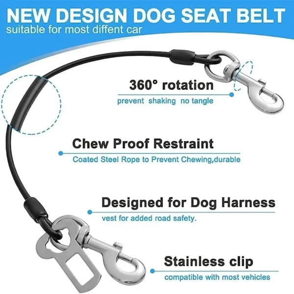 1Pc Chew-Proof Dog Car Harness Durable,Comfy & Secure Seat Belt for Small/Medium Dogs-A Pet Travel Essential - Image 3