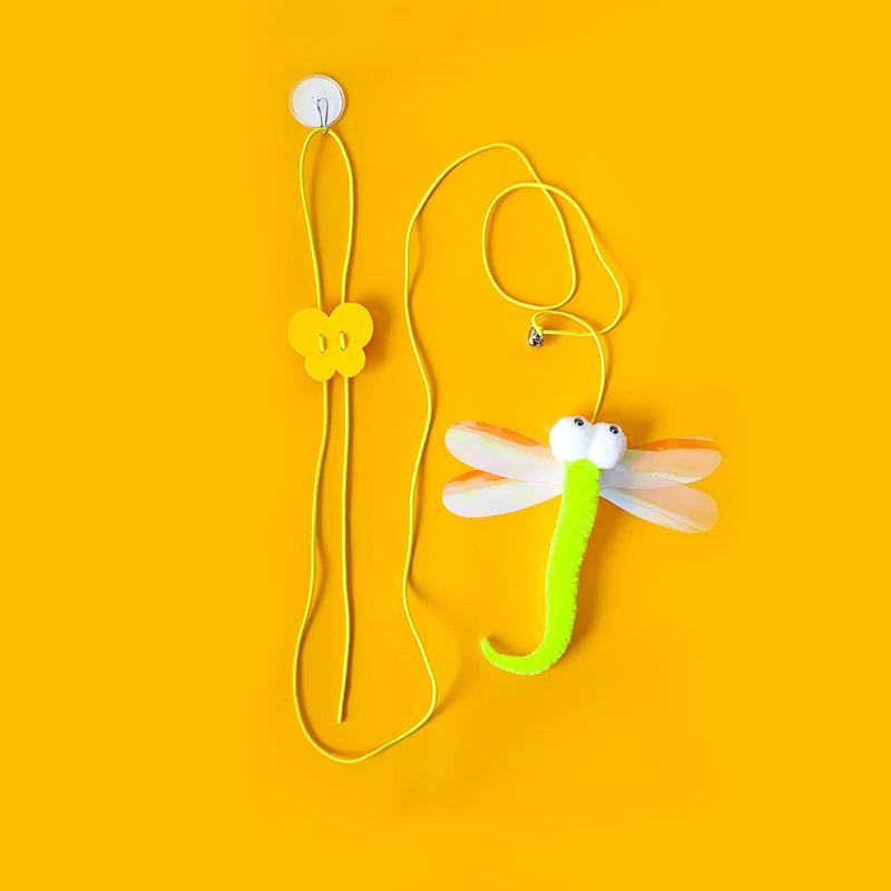 Pet Cat Toys Funny Stick Kitten Self -hi Elastic Rope Dragonfly Shape Feather Bell Teasing Stick Hanging Swing Thousands – Image 4