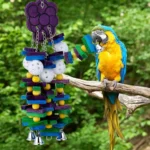 Pet Bird Chewing Toy Colorful Wooden Blocks Acrylic Beads Parrot Toy Bite Bridge Bird Tearing Toy Cockatiels Training Hang Swing
