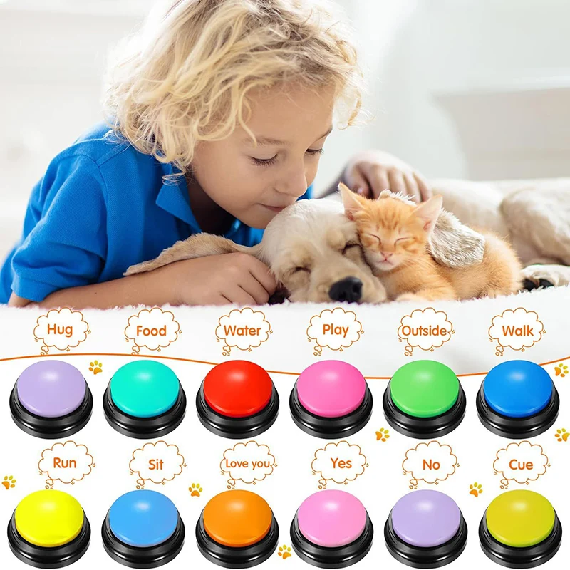 Dog Communication Buttons Voice Recording Button for Pet Training Buzzer 30 Second Record Playback Funny Gift for Talking - Imagen 2