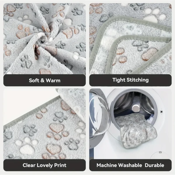 3pcs/1pc Thickened Pet Blankets with Paw Print & Bone Patterns - Soft Plush Machine Washable Dog Blankets for All Dog Sizes - Image 4