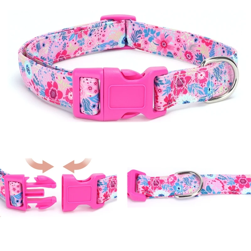 Nylon Pet Dog Collar Adjustable Floral Print Puppy Collar Pet Products for Small Medium Large Dogs Chihuahua French Bulldog Item - Imagen 5