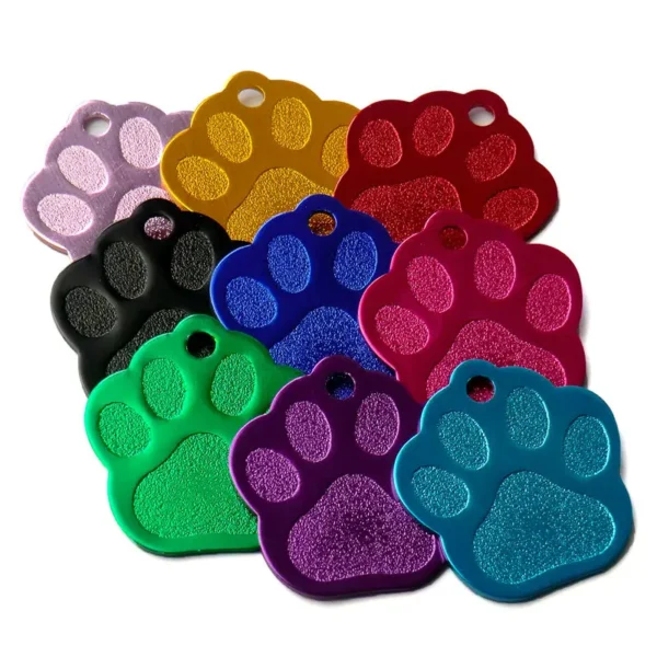 Wholesale 100Pcs Paw Pet Dog ID Tag Custom Engraved Name Plate Phone Dogs ID Tags Personalized Aluminum Pet Pendant Key Chain - Image 2