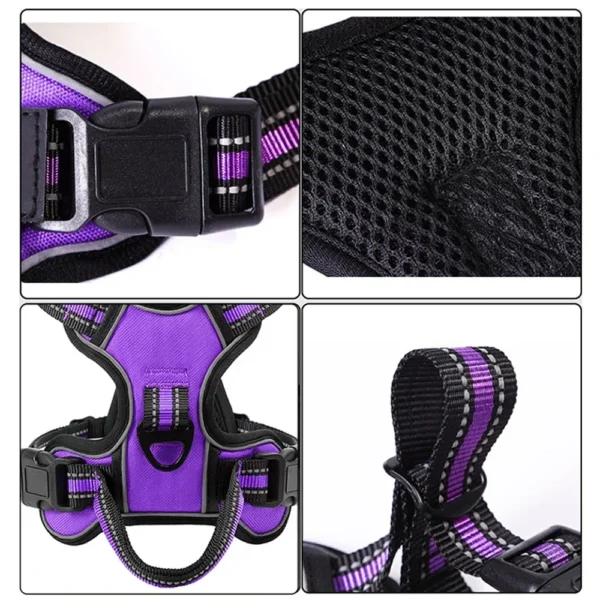 Adjustable Nylon Dog Harness Vest Reflective Soft Breathable No Pull Dog Harness Pet Harness Leash For Small Large Dogs - Imagen 3