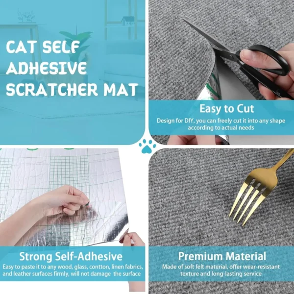 Trimmable Anti Cat Scratch Mat Self-Adhesive Carpet Mat Pad Cat Pet Scratcher Furniture Couch Corner Indoor Sofa Wall Protector - Image 5