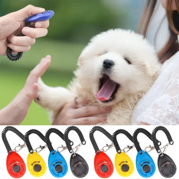 Pet Cat Dog Click Trainer Easy To Use for Cat Puppy Birds Horses Aid Adjustable Wrist Strap Sound Key Chain Dog Training Clicker