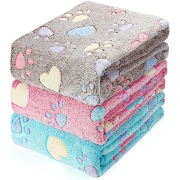 1-Pack Cozy Plush Pet Blanket With Paw Print Design, Soft Fleece Dog Bed Mat Sleeping Pad - For Dogs & Cats - Perfect for Snuggl - Image 2