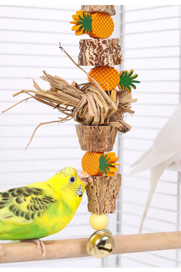Sturdy Bird Toy Swing Chewing Training Toy Small Parrot Hanging Decor Parrot Cage Natural Grass Pet Bite Relieve Boredom Toy - Image 2