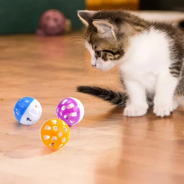 6/100Pcs Cat Toy Balls Pet Cat Kitten Play Plastic Balls with Jingle Bell Pounce Chase Rattle Toy Cat Toys Bulk Random Color - Image 4