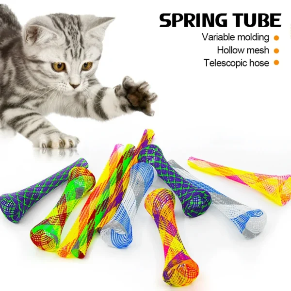 10Pcs Kitten Cat Spring Toys Bouncing Jumping Catcting Pet Toy Colorful Interactive Springs Telescopic Tube Coil Spiral Springs - Image 4