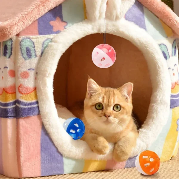 6/100Pcs Cat Toy Balls Pet Cat Kitten Play Plastic Balls with Jingle Bell Pounce Chase Rattle Toy Cat Toys Bulk Random Color - Image 5