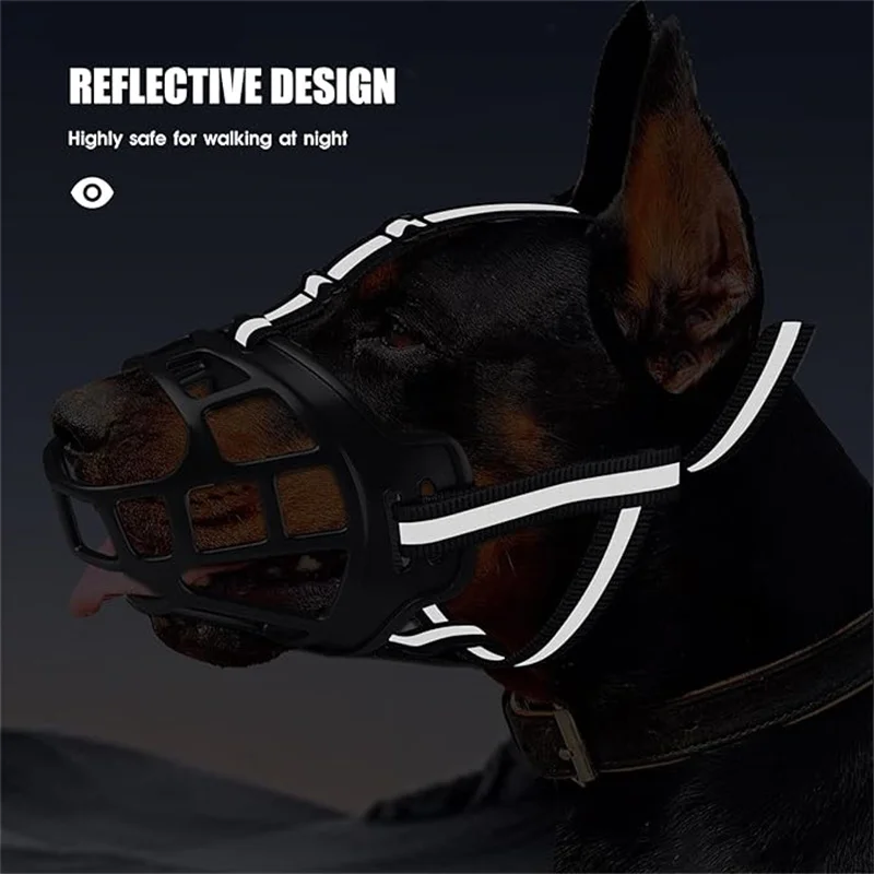 Reflect Light Dog Mouth Guard Cover Comfy Breathable Basket Muzzle Against Biting Barking Dog Mask Anti-barking Muzzle For Pets – Bild 2