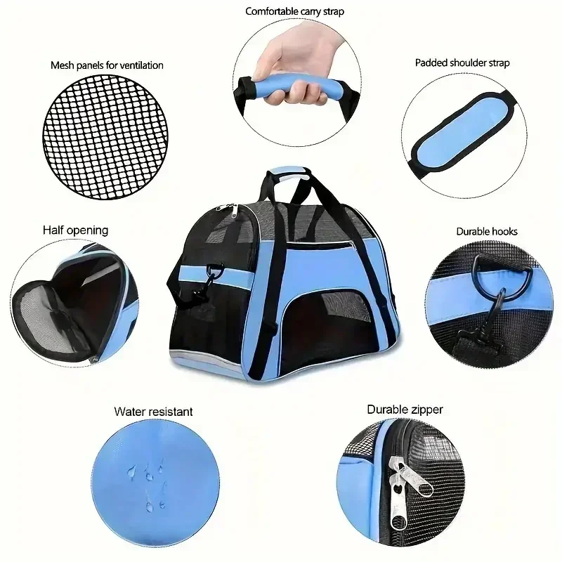 Cat Bags Portable Dog Carrier Bag Mesh Breathable Carrier Bags for Small Dogs Foldable Cats Handbag Travel Pet Bag Transport Bag - Image 2