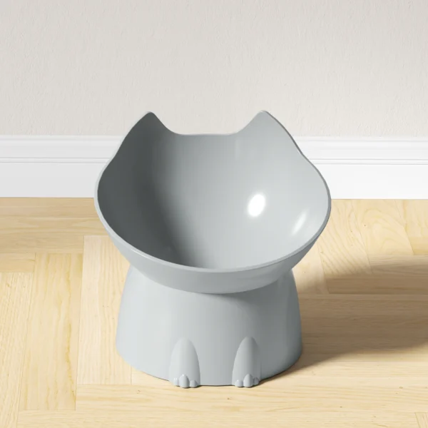 1pc WhiskerWare Elevated Cat Bowl, Anti-Tip Plastic Raised Pet Feeding Dish with Tilted Edge, Neck Protection Kitty Food - Image 5