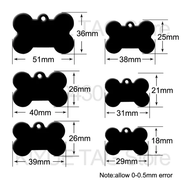 Wholesale 100Pcs Pet Dog ID Tag Bone Shape Aluminium Puppy Cat Collar Accessories Customized DIY Engraving Name Necklace Jewelry - Image 2