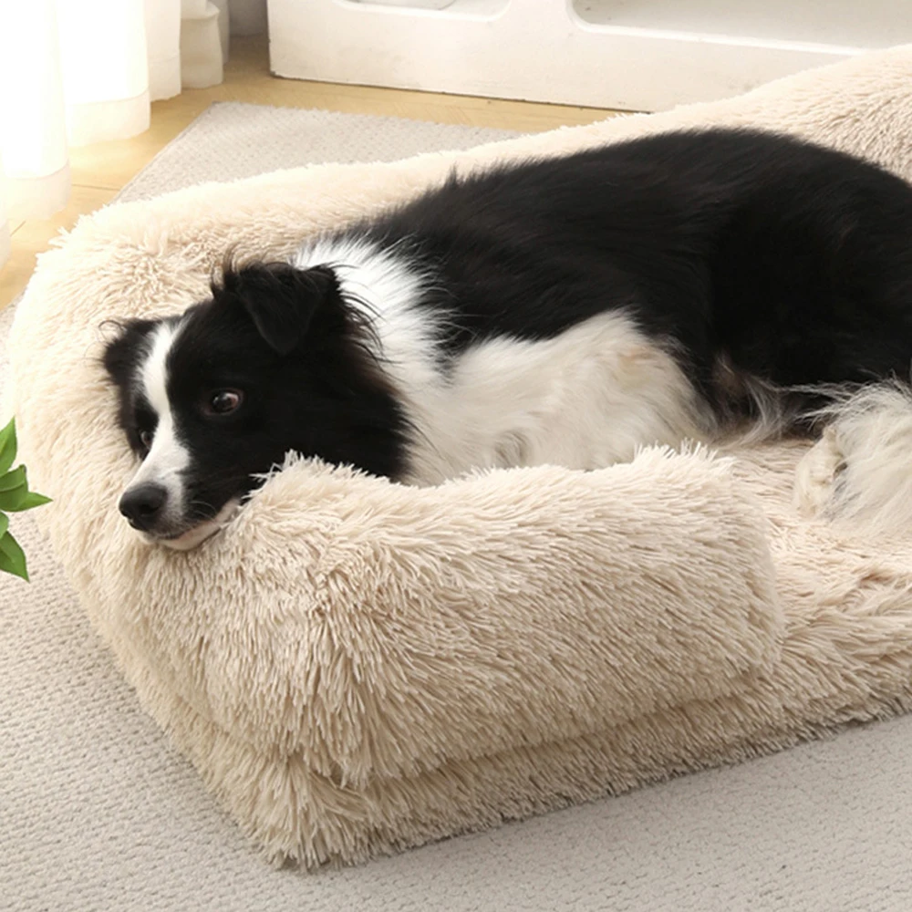 Half Surround Dog Bed Soft Square Pet Cat Sofa Full Filling Medium Pet Dog Kennel Plush Cat Cushion House - Image 4