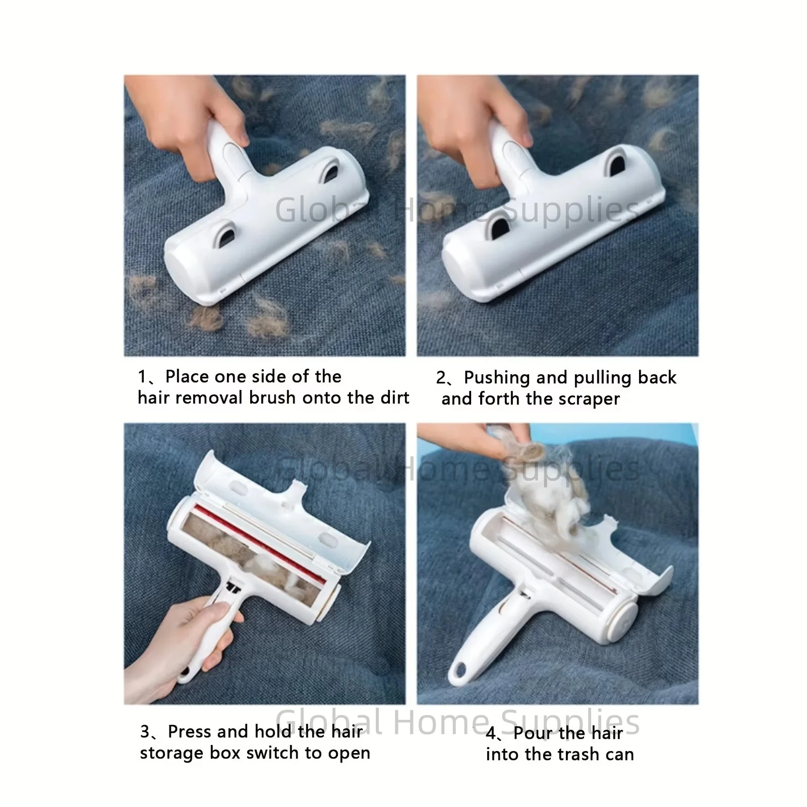 Cat Hair Remover Brush Large Pet Fluff Roller Portable Washable Cat Dog Lint Furniture Sofa Cleaning Tool Reusable Self-cleaning - Image 4
