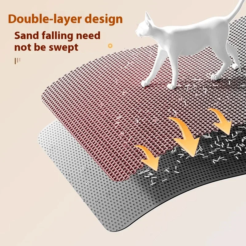Premium Large Cat Litter Mat 90x60CM Waterproof Double Layer Litter Trapper Non-Slip Washable Pet Toilet Pad Sand Control – Bild 2