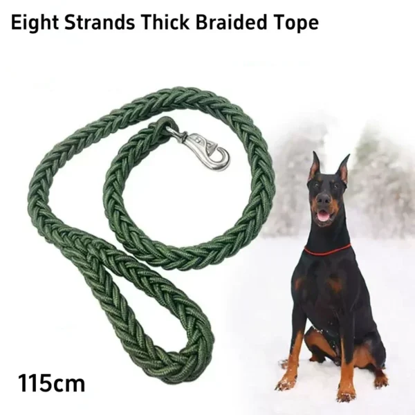 Large Dog Leash Nylon Braided Traction Rope Pet Walking Thick Hand Rope For Bulldog Rottweiler Hound Dogs Accessories - Imagen 2