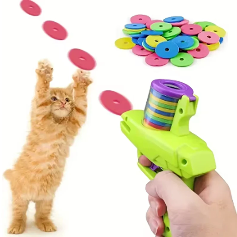 Funny cat toys Creative rotary gun with 15 reusable foam discs Pet hunting interactive toys suitable for cats and dogs