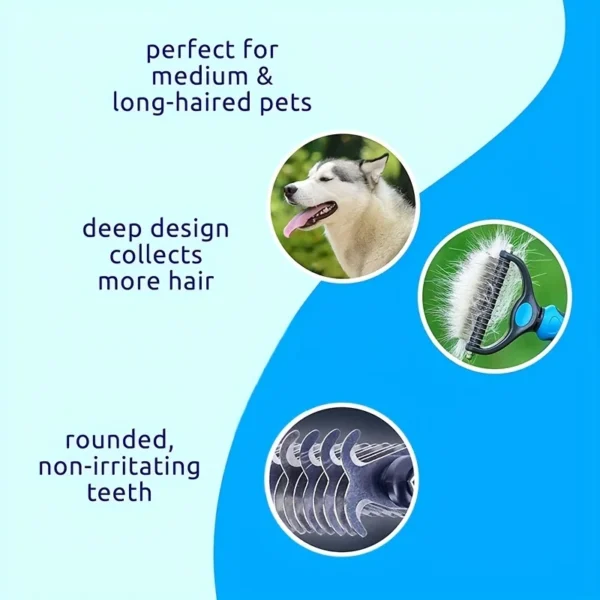 Double Sided Pet Grooming Tool for Shedding and Dematting - Stainless Steel Dog Comb with Effective Results - Image 4
