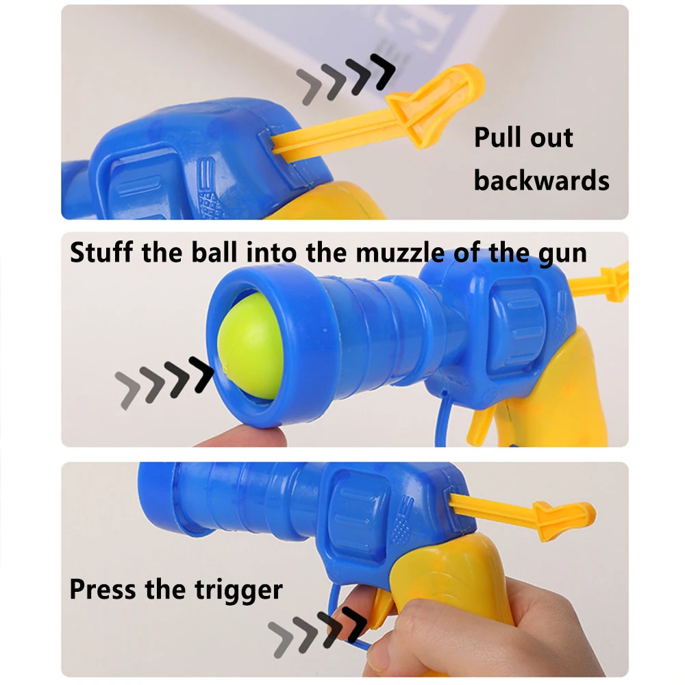 Funny Cat Toys Stretch Plush Ball Mini Shooting Gun Games Interactive Launch Training Toy For Pet Kitten Cat Pom Pom Plush Balls - Imagem 3