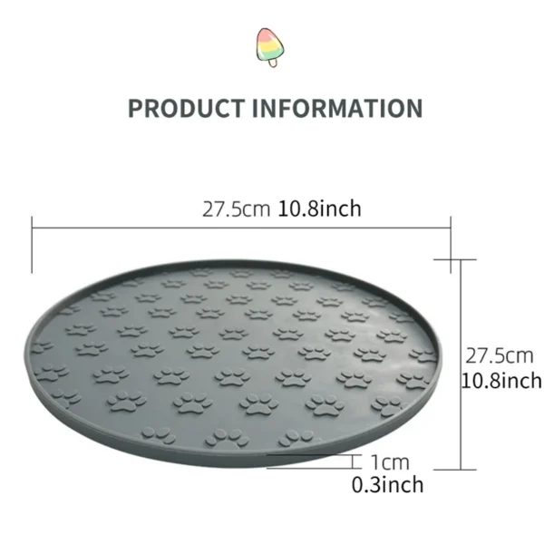 Coffee/pink/gray/black silicone pet meal pad, dog leak-proof feeding pad, round footprint pattern, cat feeding slow licking pad - Image 6