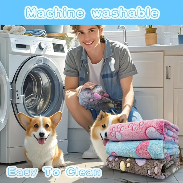 1-Pack Cozy Plush Pet Blanket With Paw Print Design, Soft Fleece Dog Bed Mat Sleeping Pad - For Dogs & Cats - Perfect for Snuggl - Image 6