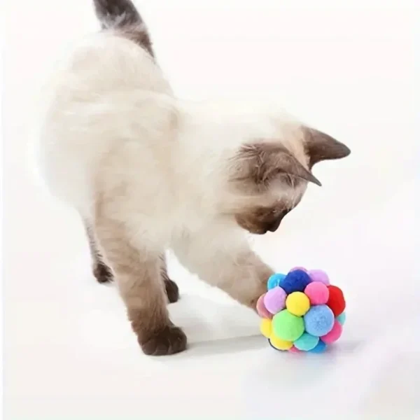 3PCS Cat Toys Cat Plush Ball Toy Pet Elastic Bell Ball Self Hi Ball Playing Cat Colorful Woolen Ball - Image 6