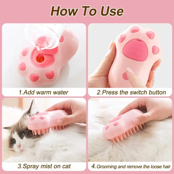 3 in 1 Pet Brush Cat Steam Brush Comb Dog Brush Electric Spray Cat Hair Brushes Massage Pet Grooming Hair Removal Combs - Imagen 5