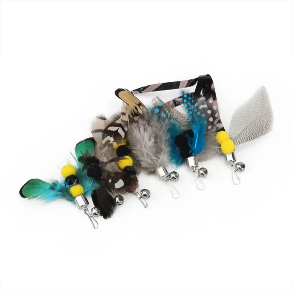 6pcs Mix Simulated Insect Accessories Cat Teaser Stick Feather Replacement Head Interactive Kitten Pet Toy - Image 2