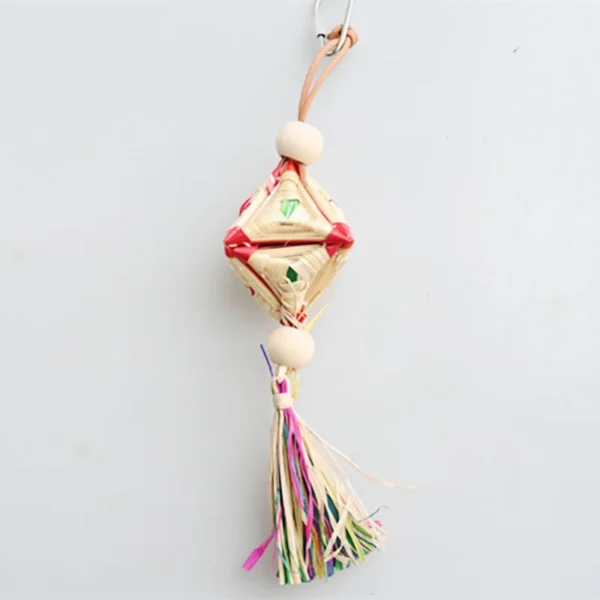 1 Pc Random Style Pet Parrot Bird Chew Toys Handmade Natural Straw Chewing Bite Hanging Cage Bell Swing Climb Playing Pendant - Image 6