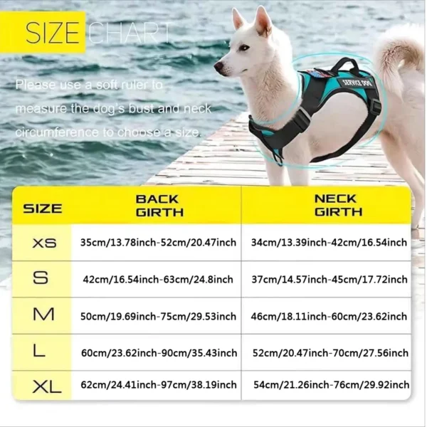 Service Dog Harness, Reflective Dog Vest Harness with 5 PCS Patches, Adjustable Soft Oxford Pet Harness, Inner Layer Mesh, Easy - Image 2