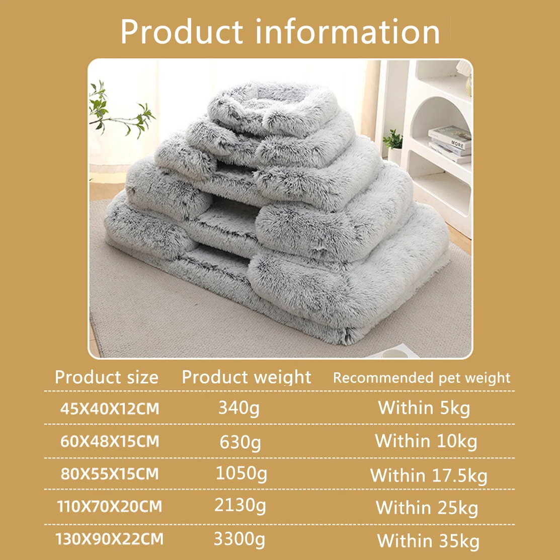 Half Surround Dog Bed Soft Square Pet Cat Sofa Full Filling Medium Pet Dog Kennel Plush Cat Cushion House - Image 6